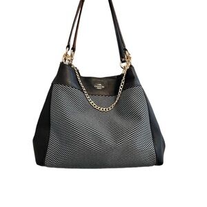 Coach Legacy Lexi Midnight Blue Leather & Jacquard Shoulder Bag